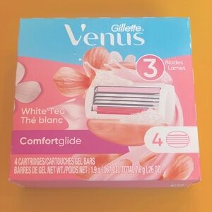 Gillette Venus ComfortGlide Womens Razor Blade Refills, 4 Count, White Tea